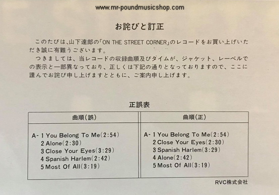 Tatsuro Yamashita - On The Street Corner