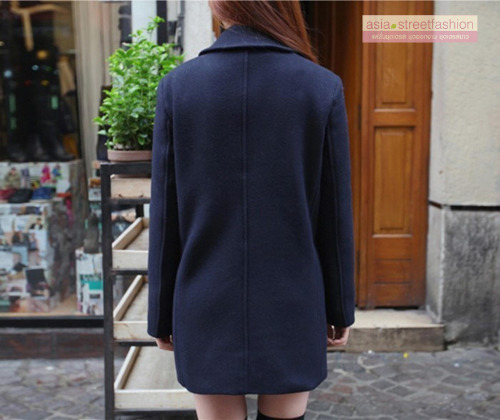 เสื้อโค้ทกันหนาว รุ่นกระดุม 2 แถว สไตล์เกาหลี ใส่ได้หลายแบบ ผ้าวูลผสม พร้อมส่ง