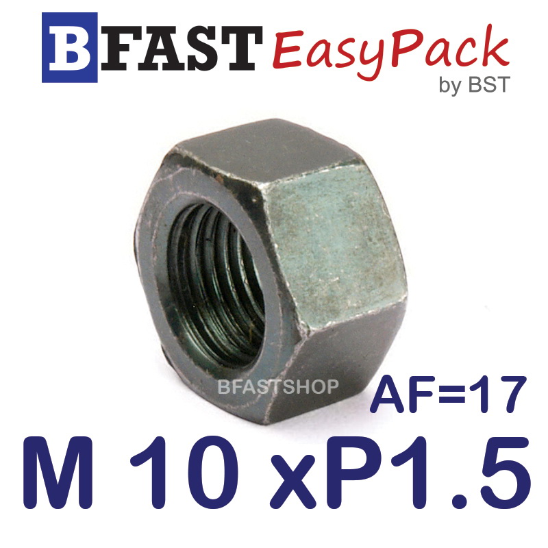 หัวน็อตมิลดำ M10 x P1.5 ขอบ 17 mm. หนา 8 mm. (12 ตัว/ถุง)