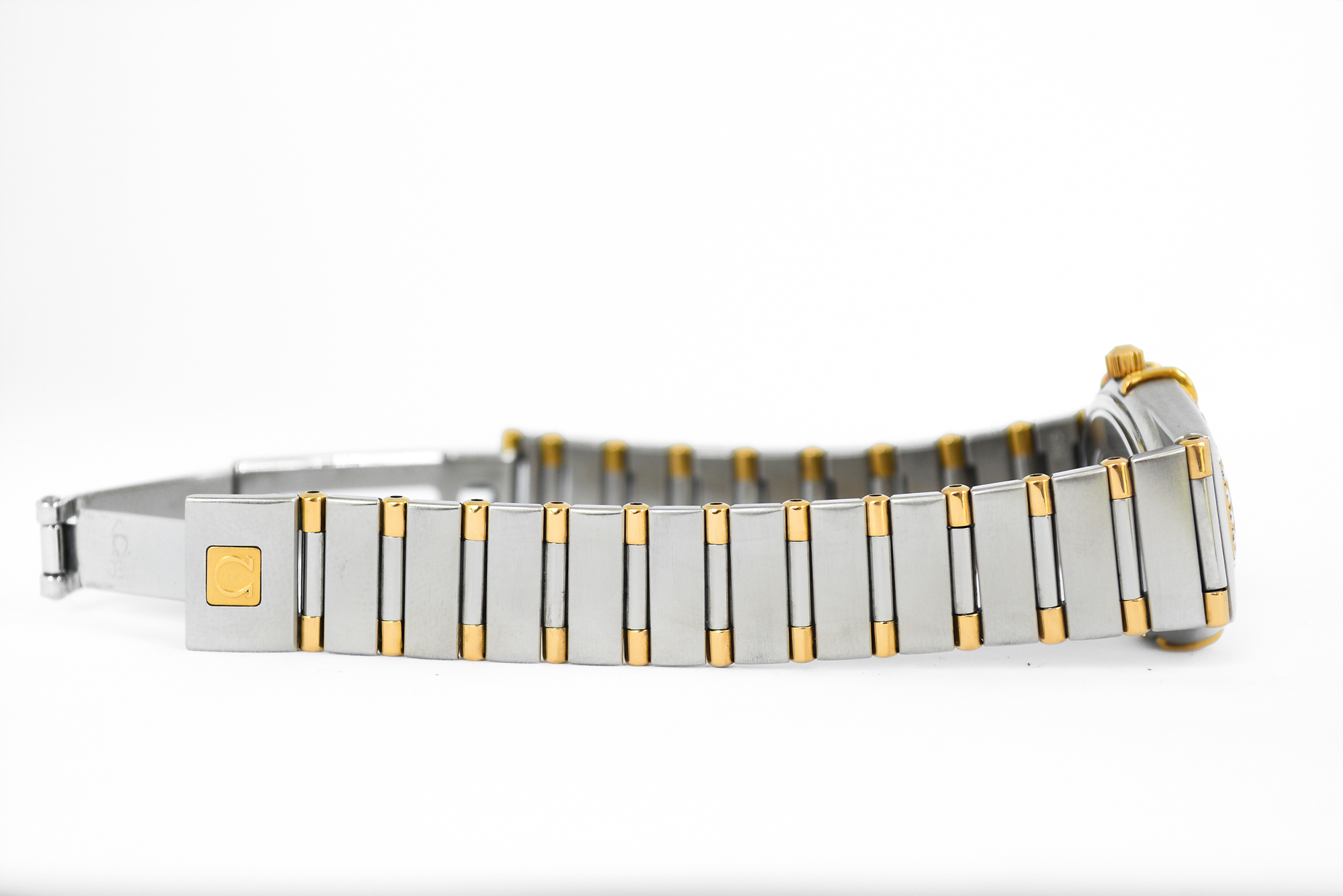 Omega Constellation 2 tone 18k lady หน้าทองลายผ้า ขอบเพชร (Sold)