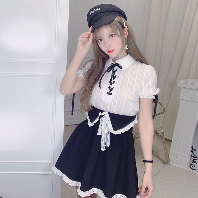 Summer Joy : เสื้อเชิ๊ตแฟชั่นสไตล์ญี่ปุ่นน่ารักๆ สีขาว แขนตุ๊กตา แบรนด์แท้