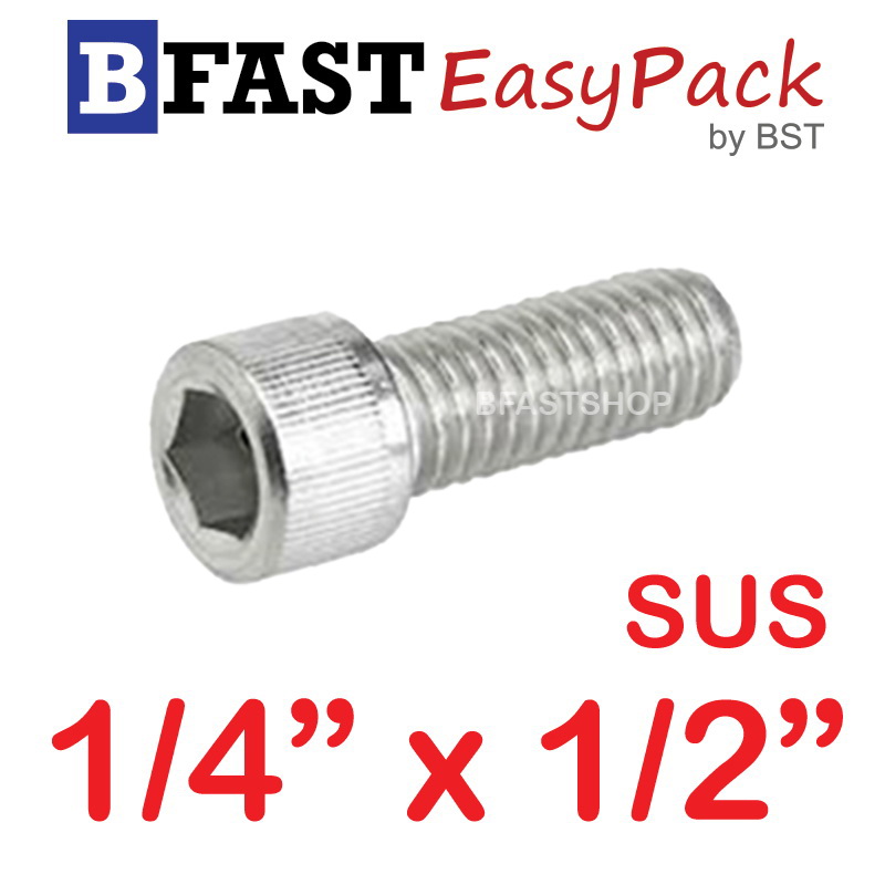 สกรูหัวจมสแตนเลส SUS 1/4" x 1/2" (5 ตัว/ถุง)