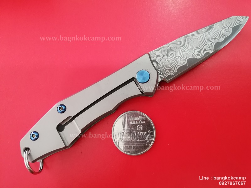มีดพับ ดามัสกัส Damascus ด้ามไททาเนียม Frame Lock (9)