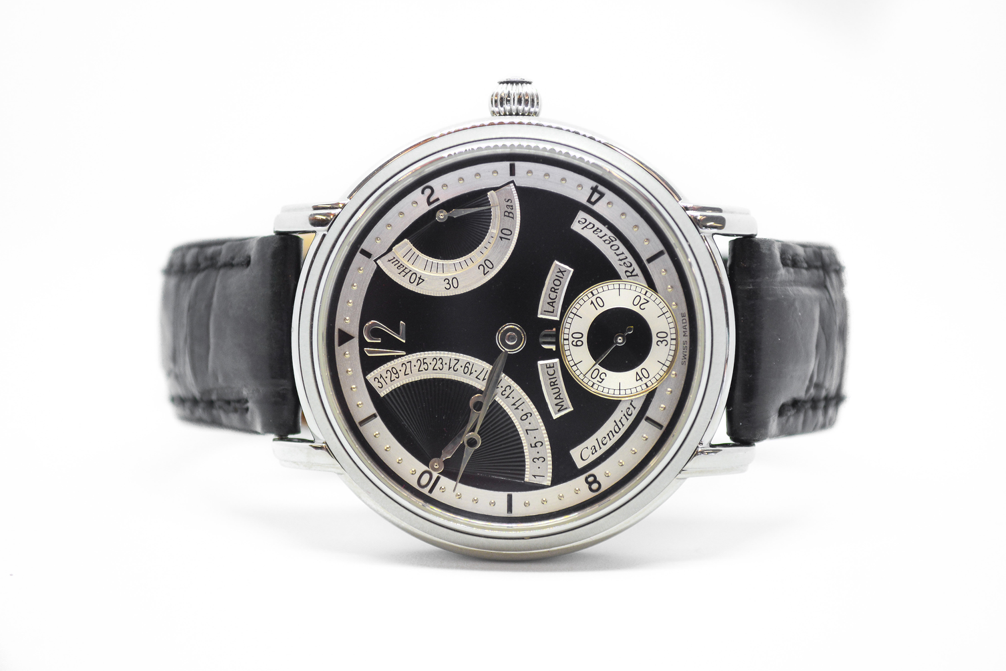 Maurice Calendrier Retrograde ไขลาน หลังเปลือย สายหนัง
