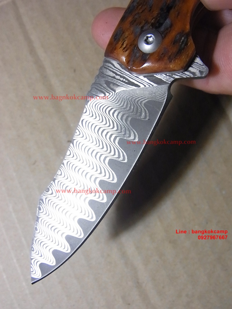 มีดพับ ดามัสกัส Damascus พร้อมซองหนังแท้ (เล่มใหญ่)