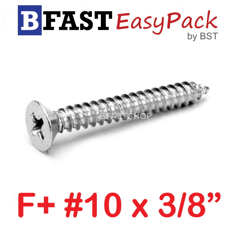สกรูเกลียวสแตนเลส F+ SUS # 10 X 3/8" (15 ตัว/ถุง)