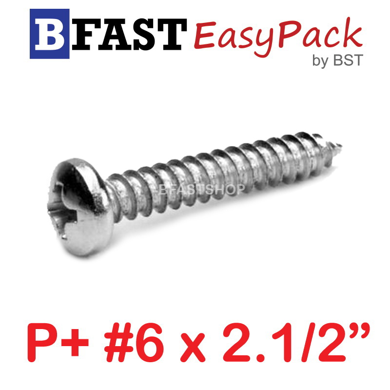 สกรูเกลียวสแตนเลส P+ SUS # 6 x 2.1/2" (20 ตัว/ถุง)