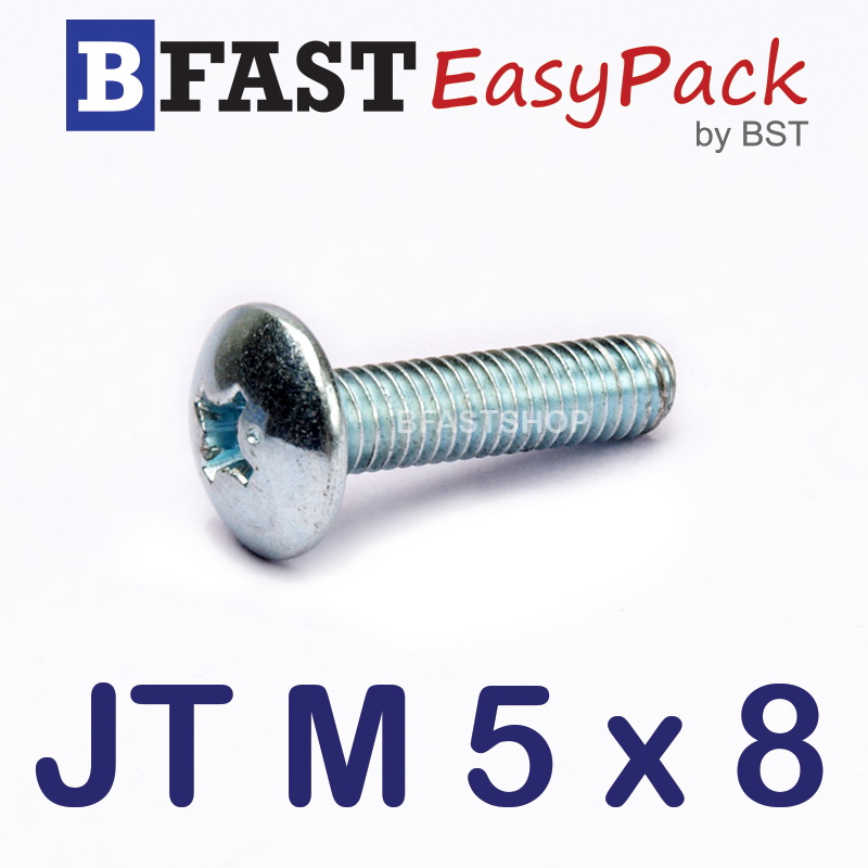 สกรูมิลสี่แฉก หัวร่ม JT M 5 x 8 (20 ตัว/ถุง)