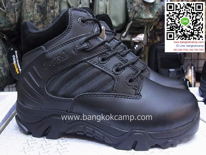 รองเท้า Bogie.1 TACTICAL BOOT ข้อสั้น สีดำ หนังและผ้าคอดูร่า (CORDURA)ใส่สบาย ซิปข้าง ระบายอากาศดี ไม่อับ