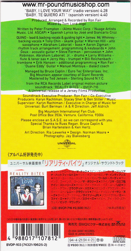 Big Mountain - Baby, I Love Your Way (Ost. Reality Bites)