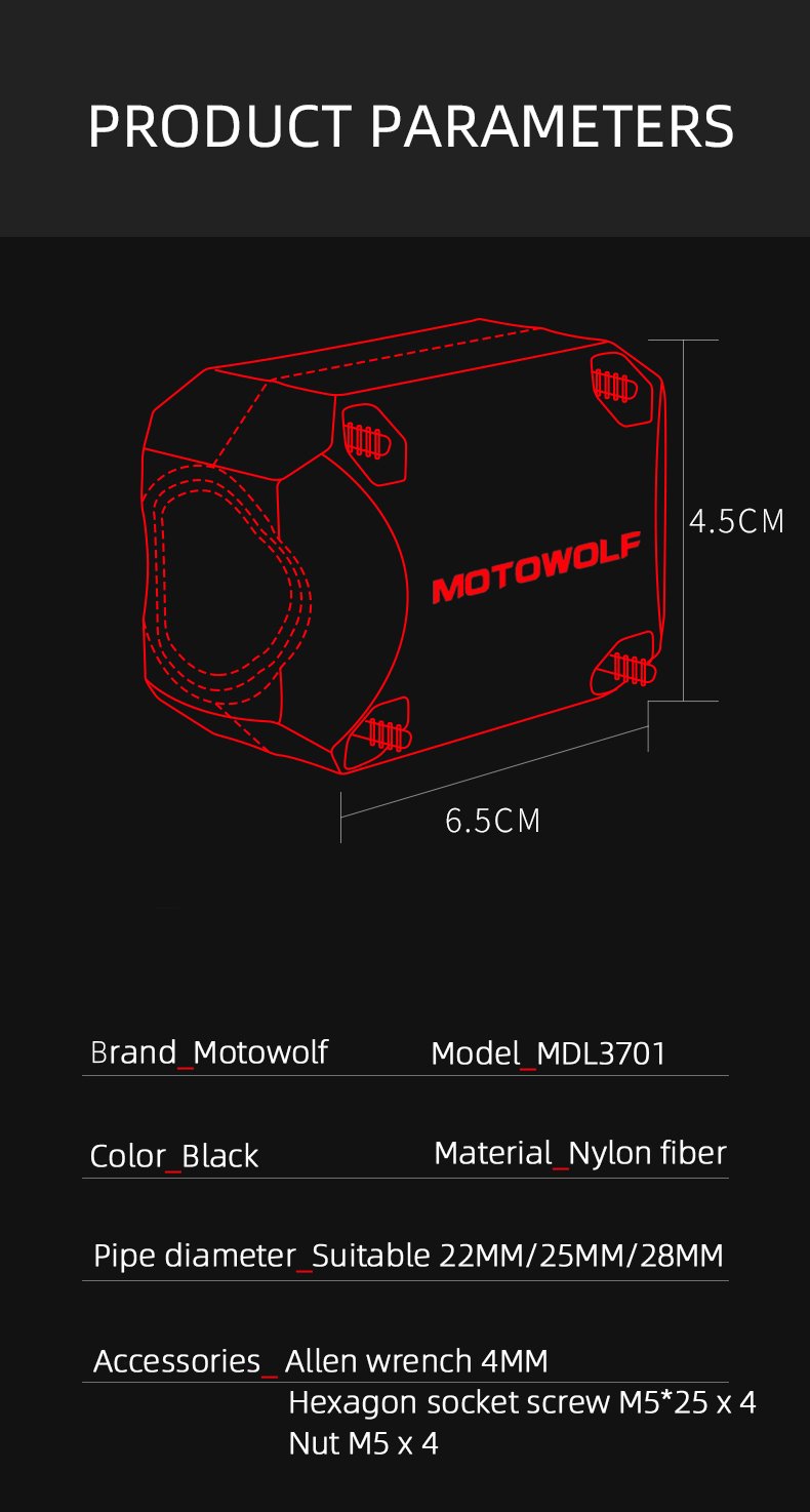 MOTOWOLF MDL 3701 - ประกับ กันล้มแคชบาร์ กันรอยแคชบาร์ ของแท้ 100%