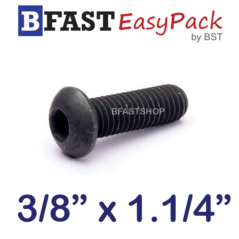 สกรูจมกลมดำ 3/8" x 1.1/4" (4 ตัว/ถุง)