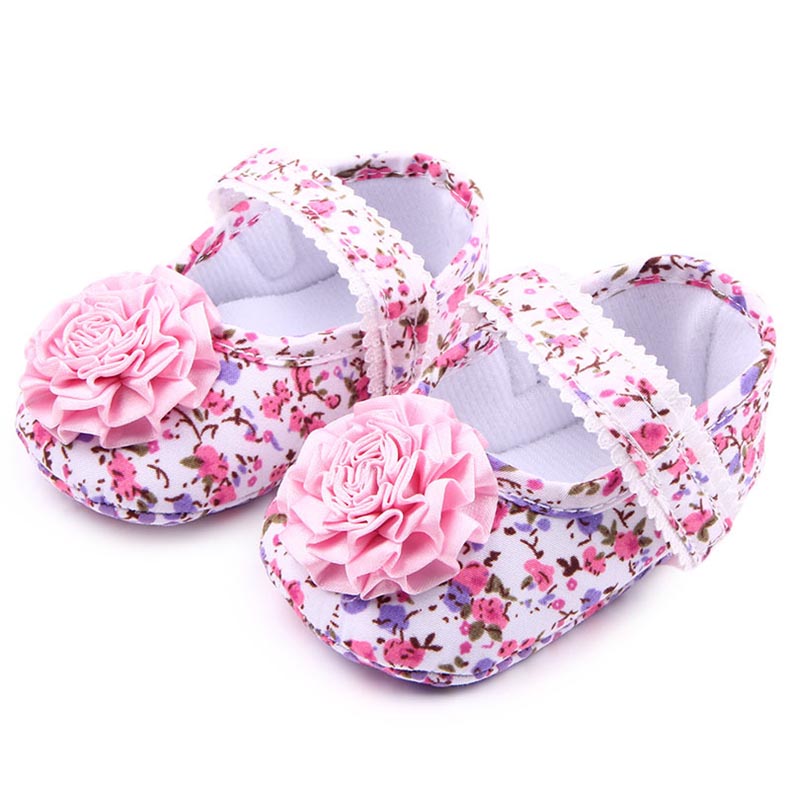 รองเท้าหัดเดินลายดอกไม้แต่งดอกไม้ด้านหน้า(size 13 ยาว 12.5 CM)