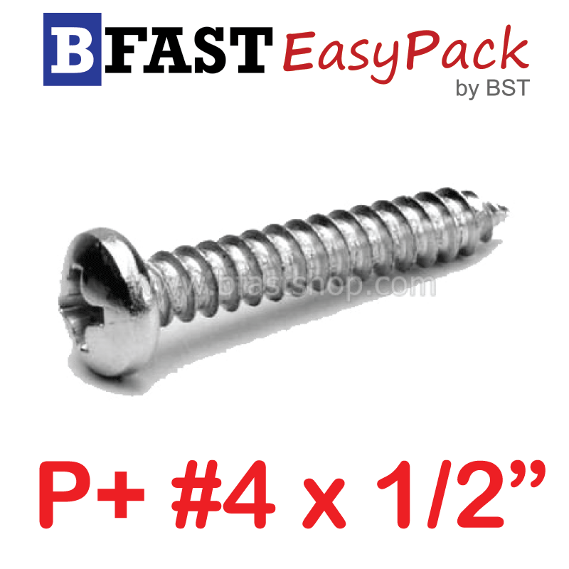สกรูเกลียวสแตนเลส P+ SUS # 4 x 1/2" (20 ตัว/ถุง)