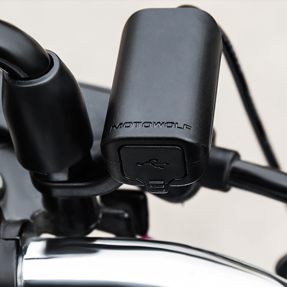 MOTOWOLF MDL 2808 - ที่ชาร์จแบตโทรศัพท์มอเตอร์ไซต์ ติดตั้งได้หลายแบบ 12-24 V กันนํ้า