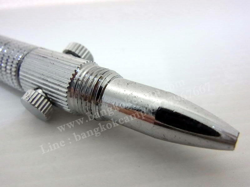 พวงกุญแจ ปากกา(ซ่อนมีด)...งานกลึงทองเหลือง รุ่นเก่า ใหม่เก่าเก็บอย่างดี (สภาพเหมือนใหม่) ...สีเงิน