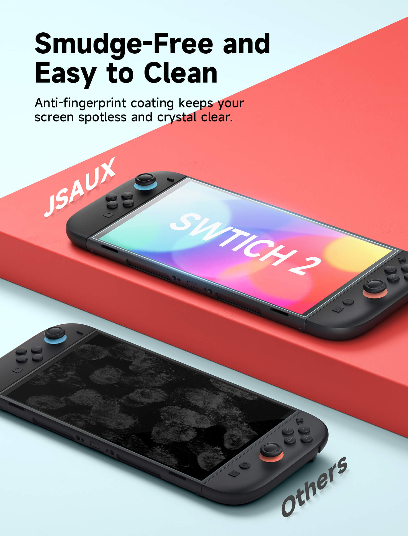 JSAUX ฟิล์มกระจกนิรภัย for Nintendo Switch 2 (รุ่นปี 2025) แพ็ค 2 แผ่น พร้อมกรอบติดตั้ง