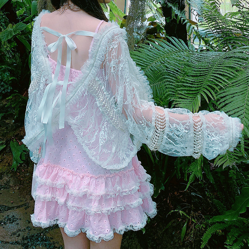 Summer Joy : เสื้อคลุมลูกไม้ประดับลูกปัดสไตล์เจ้าหญิง แบบสวยหวาน มีให้เลือก 2 สี งานแบรนด์