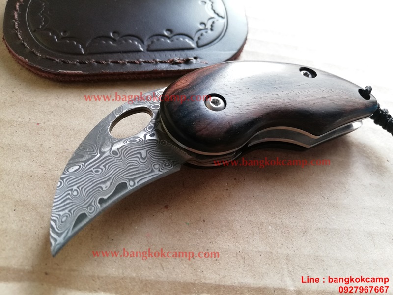 มีดพับ ดามัสกัส Damascus พร้อมซองหนังแท้ (6)