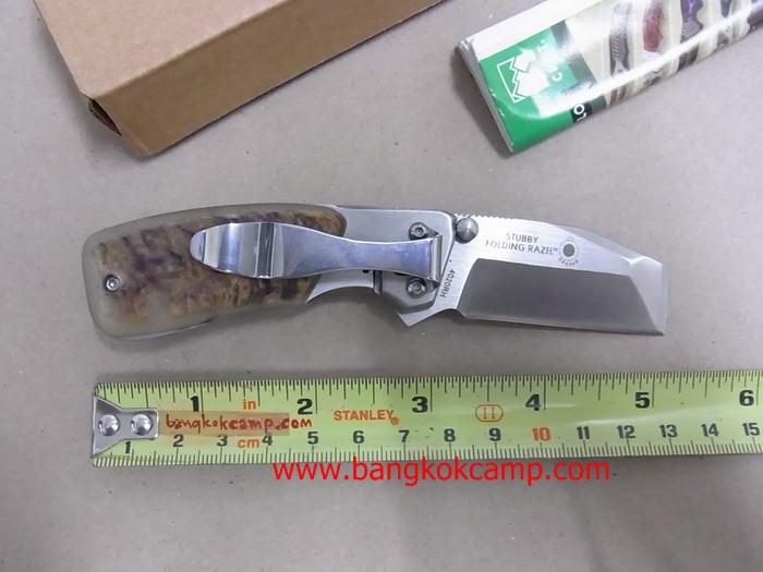 มีดพับ CRKT...ใบมีดออกแบบให้ใช้งานได้อเนกประสงค์ ใช้ได้หลากหลาย... ด้ามประกับเขาแกะภูเขาแท้ ..พร้อมกล่อง....ใหม่ แท้.1