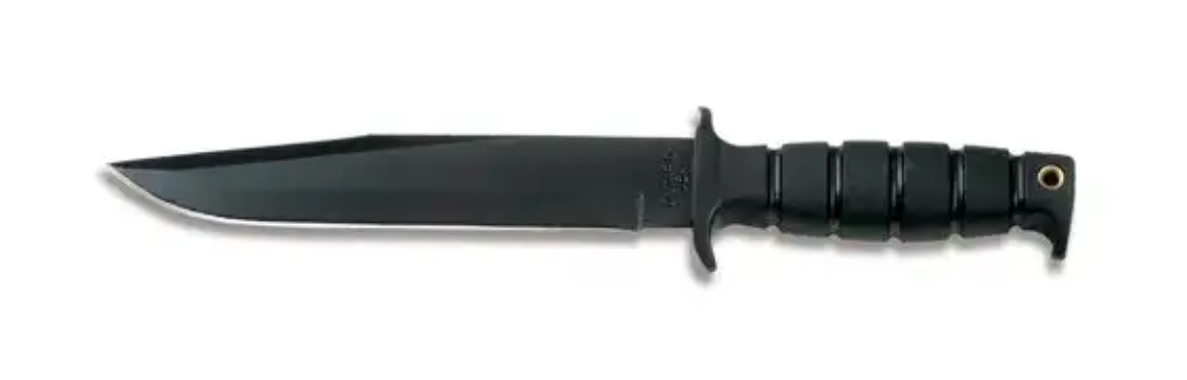 มีดใบตาย Ontario 8325 Spec Plus SP6 Fighting Knife Fixed 8" 1095​ Blade, Kraton Handle, Original Leather/Cordura Sheath