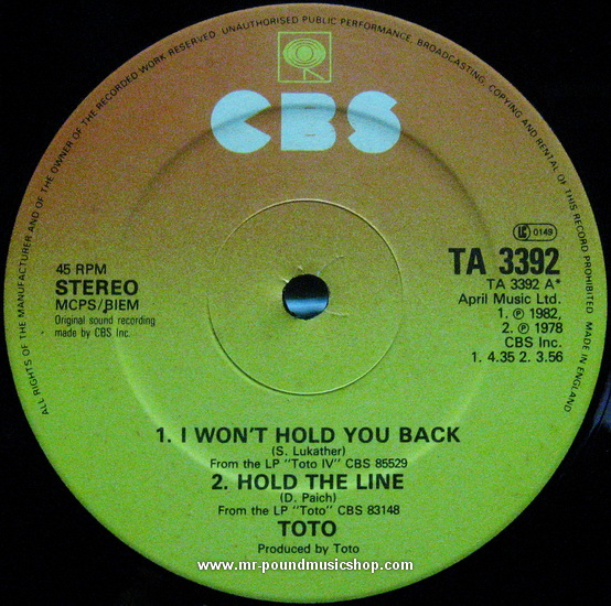 TOTO - I Wan't Hold You Back