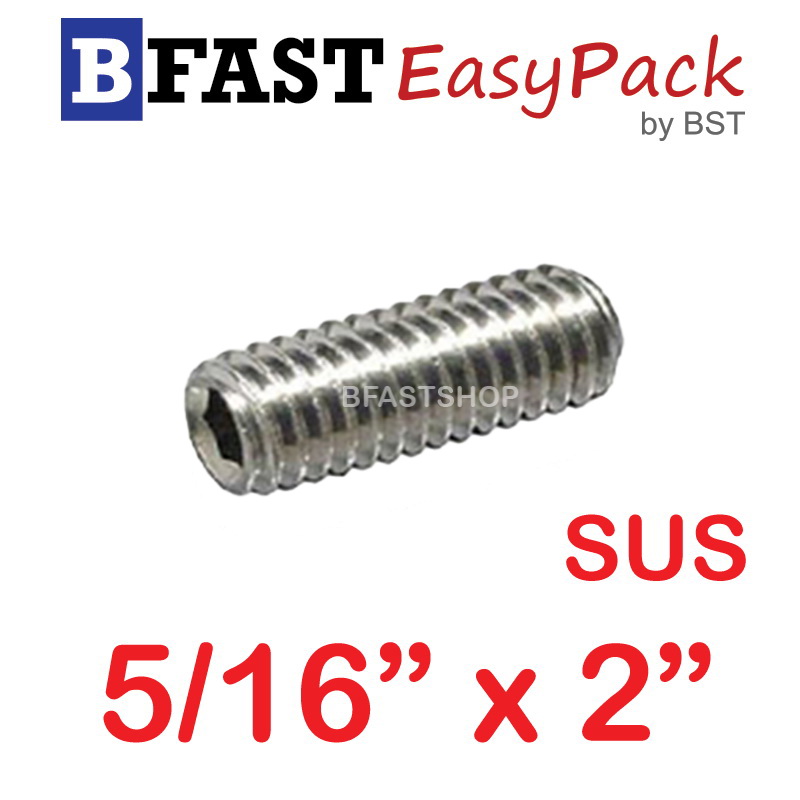 สกรูตัวหนอนสแตนเลส SUS 5/16 x 2" (3 ตัว/ถุง)
