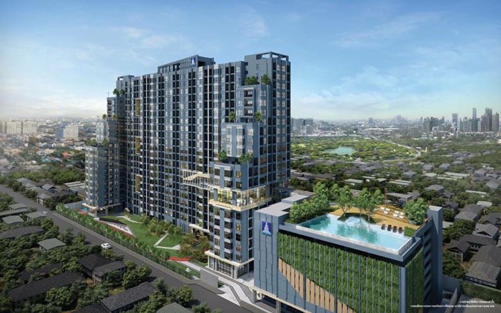 ให้เช่าคอนโดใหม่ Lumpini Park Vibhavadi - Chatuchak (ลุมพินี พาร์ค วิภาวดี-จตุจักร) ห้อง Studio ห้องมุม ชั้นสูง วิวสระ ชั้น 18