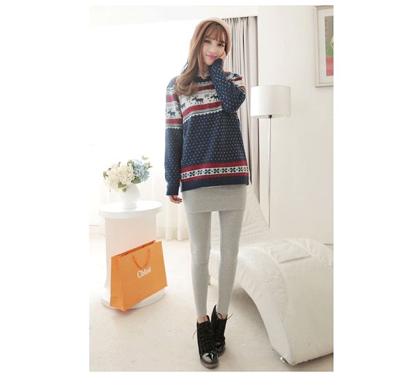 fashion เสื้อกันหนาว ไหมพรม สเวตเตอร์ ลายการ์ตูน คอกลม สีกรม ขาว แดง ใส่เที่ยว น่ารักๆ