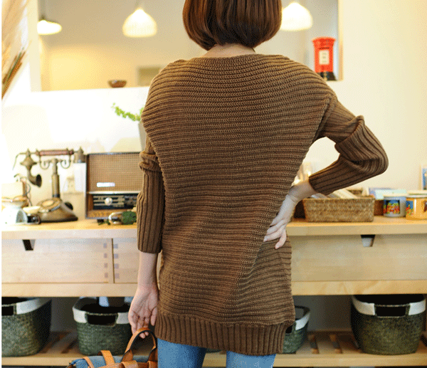 fashion เสื้อกันหนาวไหมพรม สีน้ำตาล ใส่เที่ยว น่ารักๆ