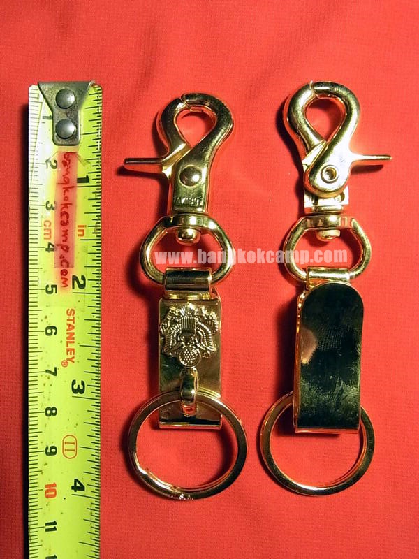 พวงกุญแจ ก้ามปู ตะขอเกี่ยว 2ระบบ- สแตนเลส สีทอง Made in USA.