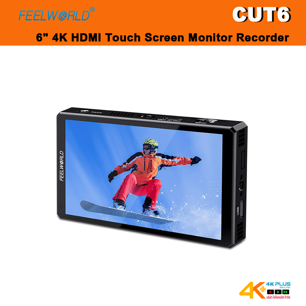 FeelWorld CUT6 6" 4K HDMI Touch Screen Monitor Recorder