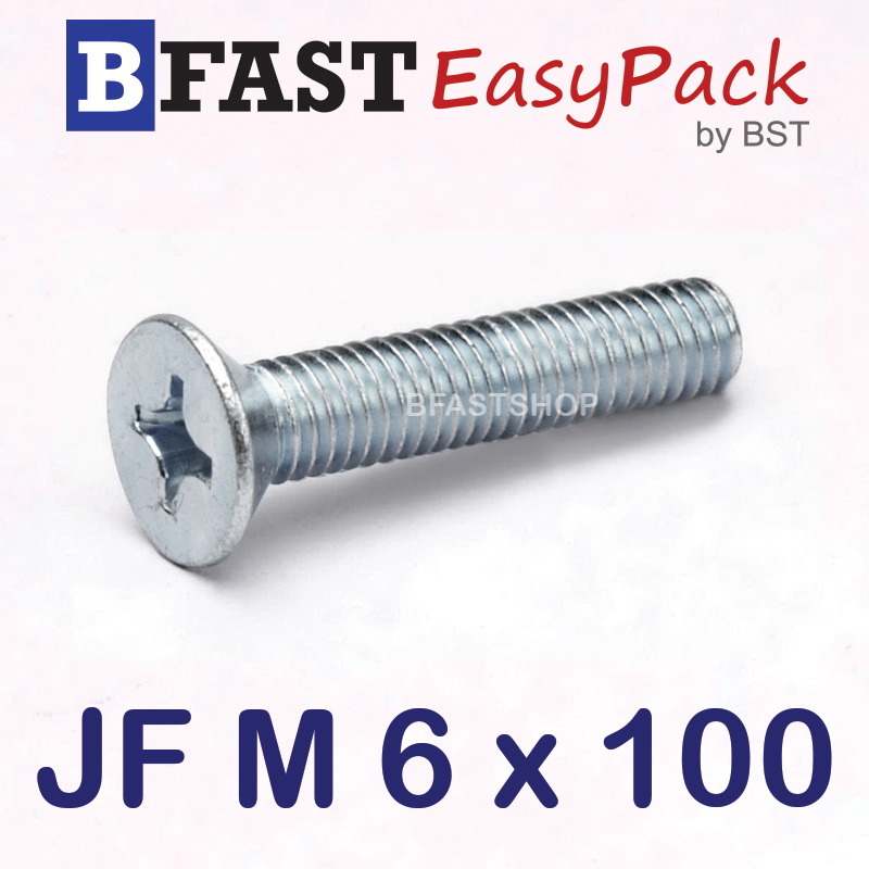 สกรูมิลสี่แฉก JF M 6 x 100 (8 ตัว/ถุง)