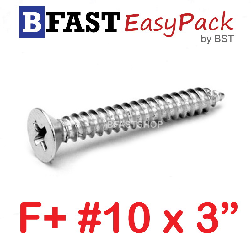 สกรูเกลียวสแตนเลส F+ SUS # 10 X 3" (8 ตัว/ถุง)