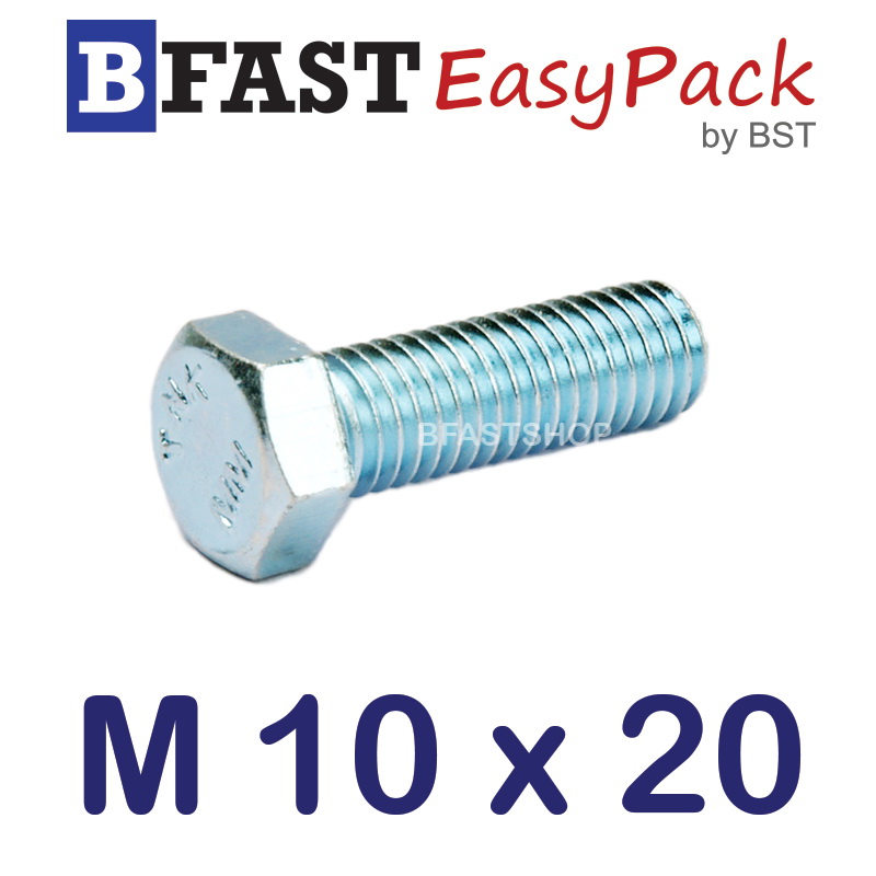 สกรูมิลขาว M 10 x 20 (5 ตัว/ถุง) *เกลียวตลอด*