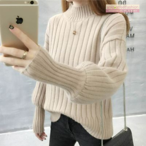 Sweater เสื้อสเวทเตอร์ไหมพรม แขนยาว เนื้อนุ่มมาก ใส่สบายยืดได้เยอะ พร้อมส่ง