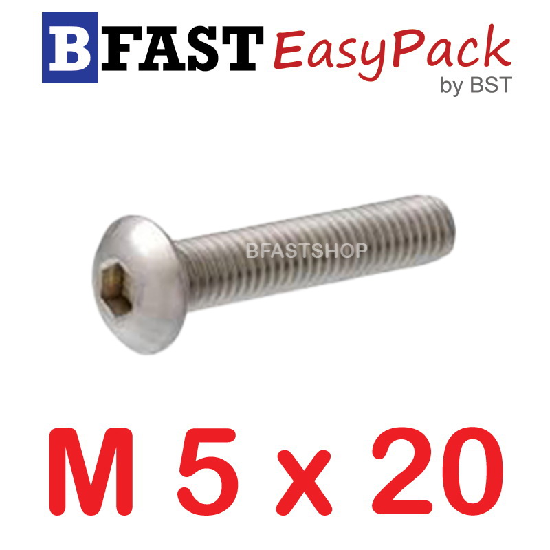 สกรูหัวจมกลมสแตนเลส SUS M5 x 20 ( 5 ตัว/ถุง )
