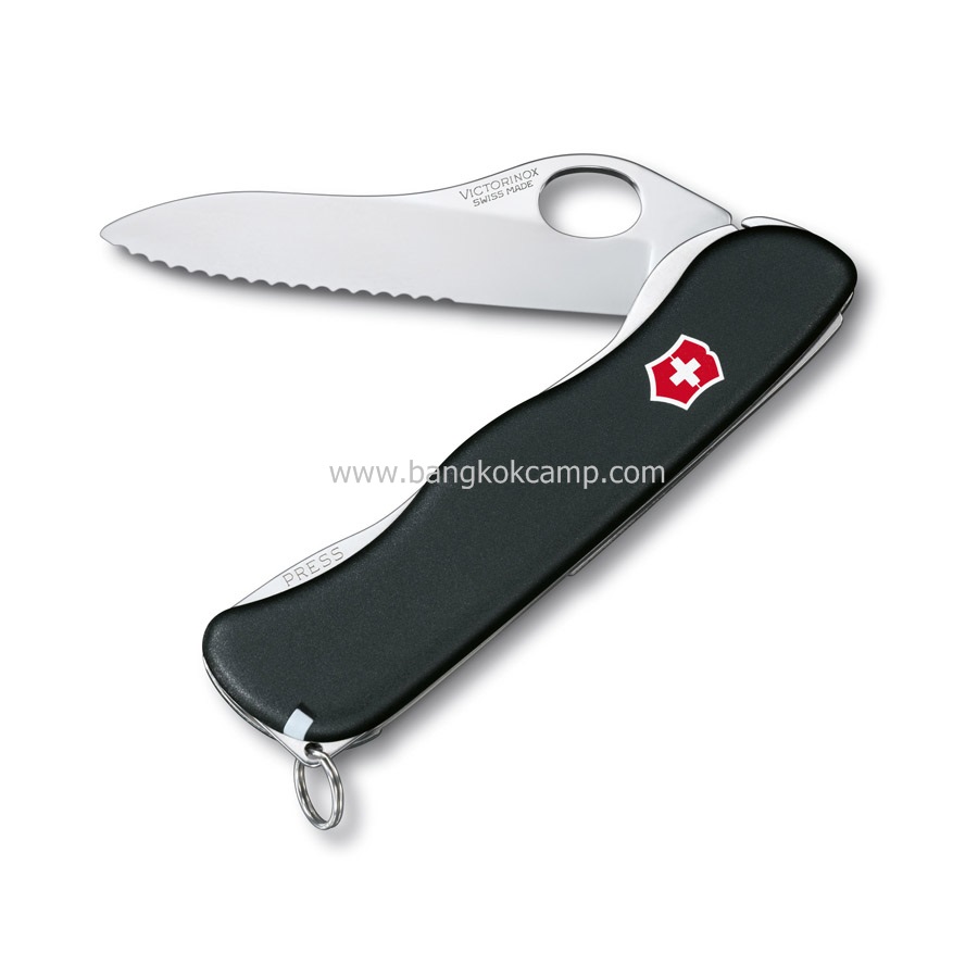 Victorinox One-Hand Sentinel with Clip, Serrated Edge (ใบหยัก+มีคลิปเหน็บ) Made in Switzerland