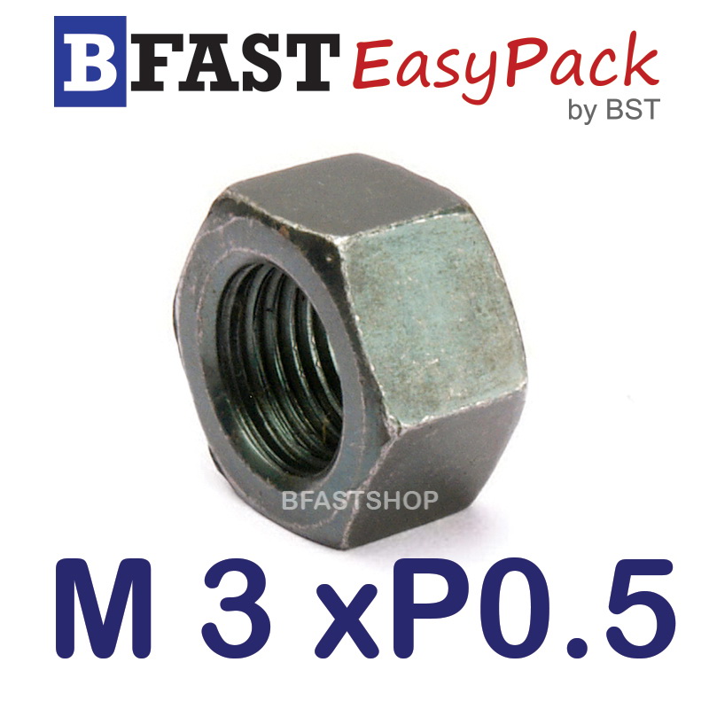 หัวน็อตมิลดำ M3 x P0.5 ขอบ 5 mm. หนา 2.3 mm. (50 ตัว/ถุง)