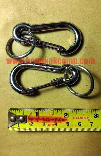 พวงกุญแจ คาราบิเนอร์ Carabiners สแน็ปลิงค์ Snaplink ตะขอเกี่ยว - สแตนเลส (แบบบอลลูน) ขนาดยาว2.5นิ้ว (ห่วงถอดได้)