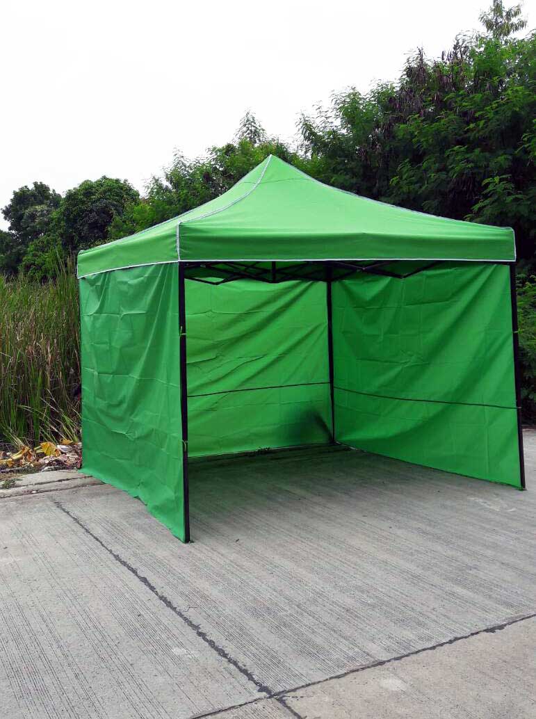 เต็นท์พับได้ สีเขียว ขนาด 3m x 3m พร้อมผ้าข้าง 300D 3 ด้าน