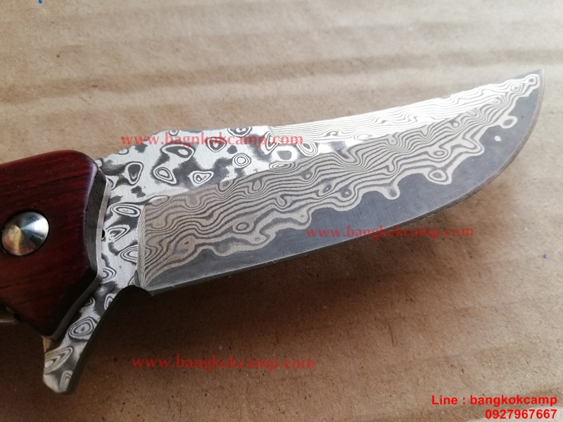 มีดพับ ดามัสกัส Damascus พร้อมซองหนังแท้ (เล่มใหญ่ 2)