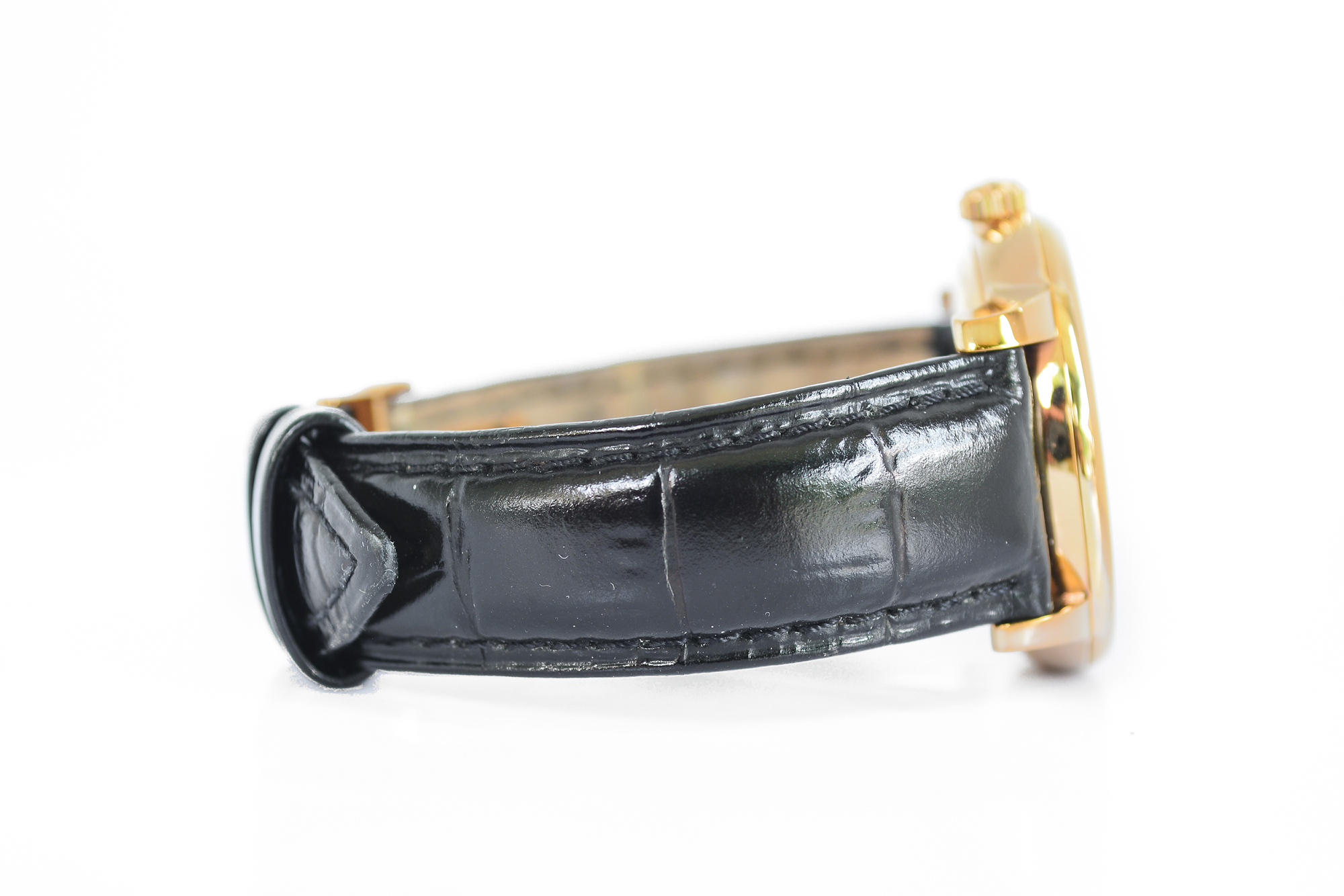 Mido Baroncelli Automatic date pink gold หน้าดำ สายหนัง