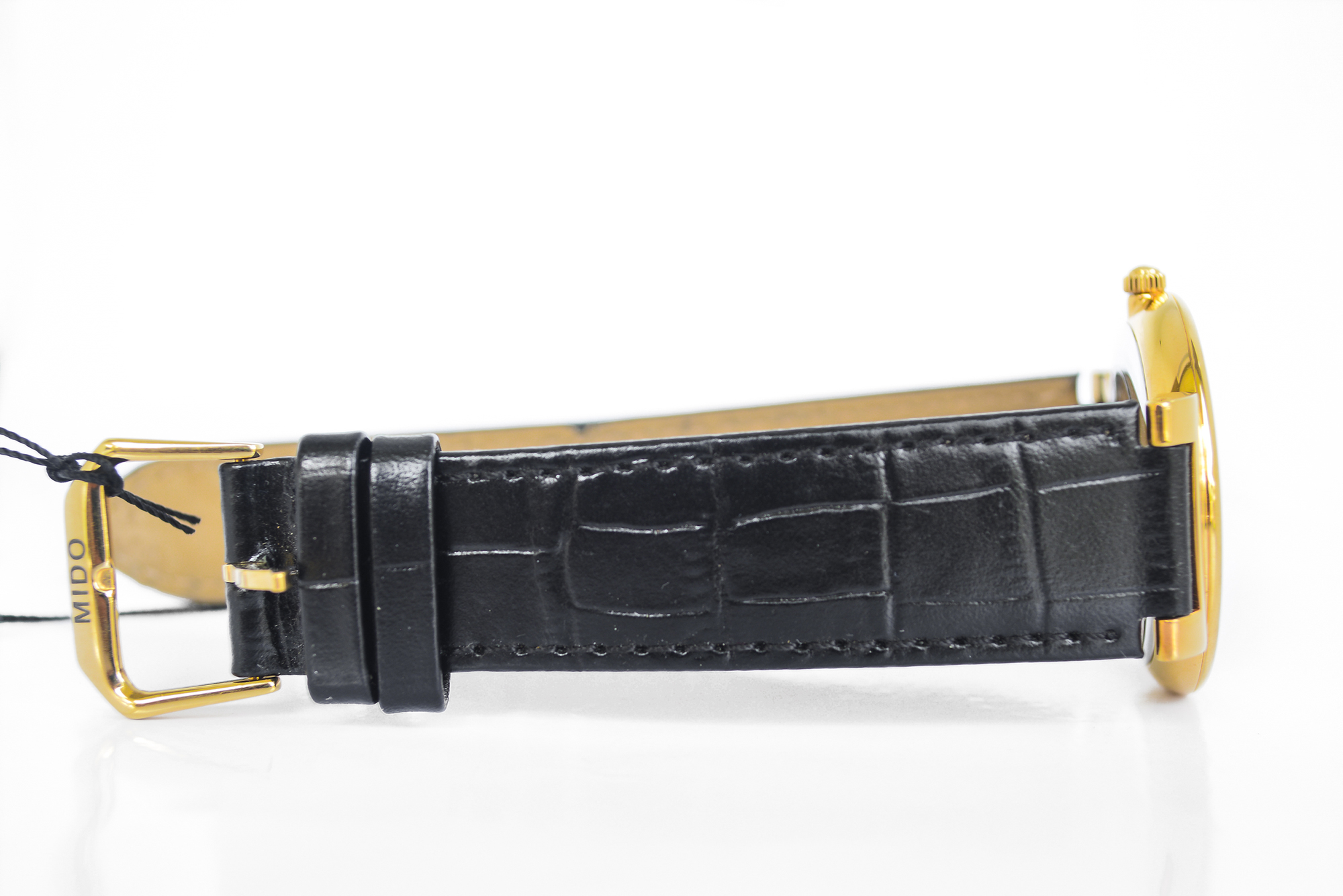 NEW:Mido Dorada Quartz เรือนทอง หน้าขาว หลักโรมัน สายหนัง