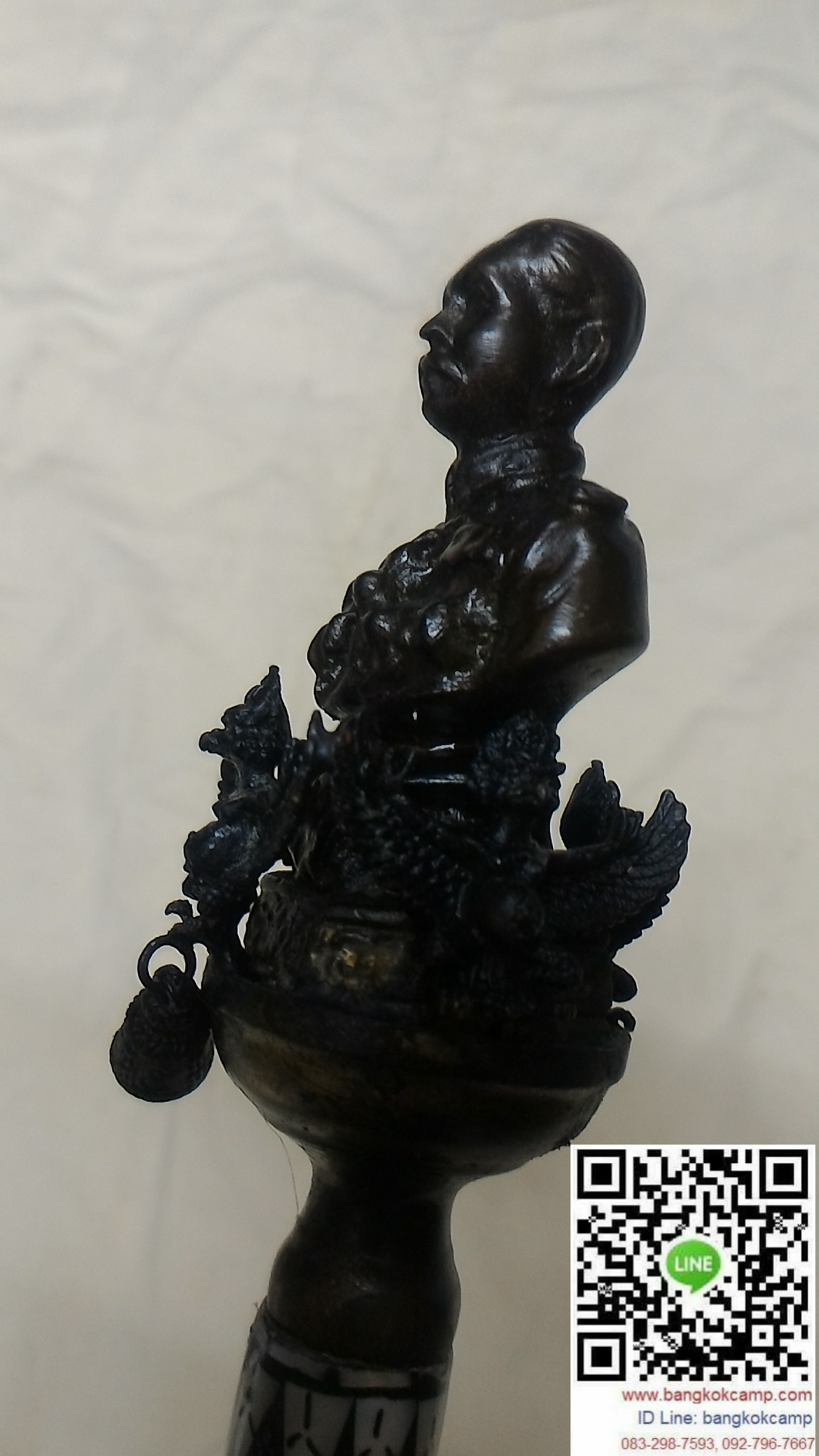 ไม้ครู หรือไม้ถือประดับมุข หัว-พระรูปรัชกาลที่5 ท้ายราหู