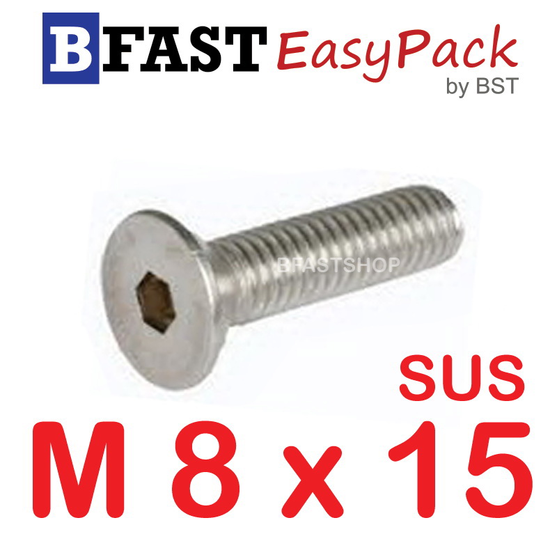 สกรูหัวจมเตเปอร์สแตนเลส SUS M8 x 15 (5 ตัว/ถุง)