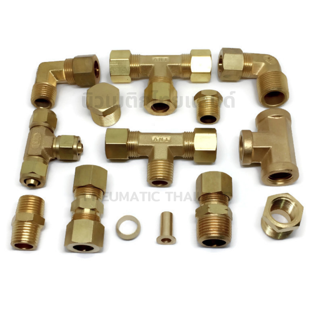 ข้อต่อตรงตาไก่ทองเหลือง 1/4" ยูเนี่ยนตาไก่