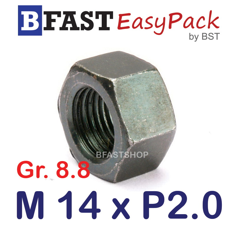 หัวน็อตมิลดำ M14 x P2.0 *เหล็กแข็ง เกรด 8.8* (3 ตัว/ถุง)