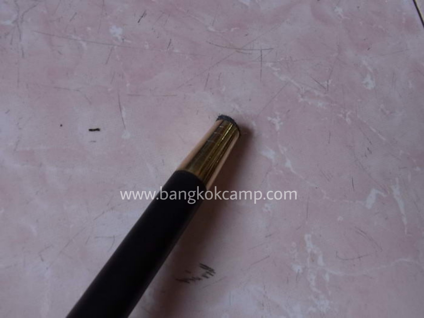 ไม้ตะพด (แบบที่22ดำ ) หัวทองเหลือง ทรงแป้น ร.5