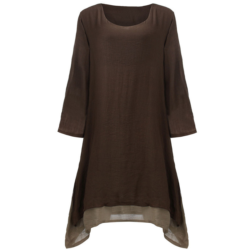 ZANZEA ชุดเดรสออนไลน์ยาวทรงเอ สำหรับผู้หญิง BOHO Sundress Cotton Linen